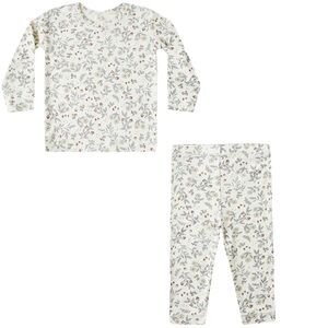 QUINCY MAE Bamboo Pajama Set Woodland Floral Long Sleeve size 4-5y nwt